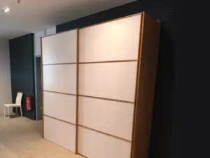 Schwebetürenschrank B 240 cm H 239,5 cm Kirsche Furnier Weiss